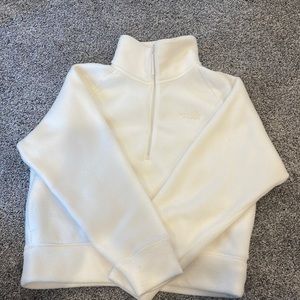 White fuzzy quarter zip